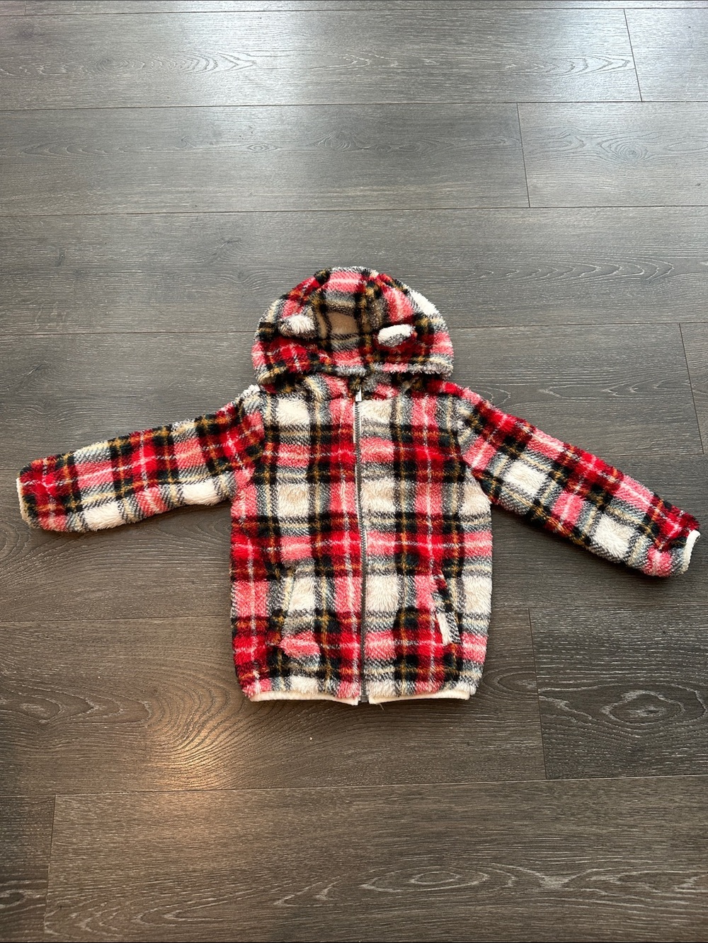 Old Navy Red Plaid Hooded Jacket